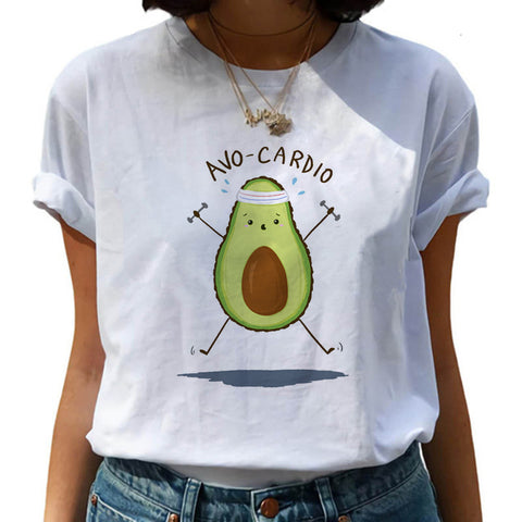 Cartoon Avocado Short Sleeve T-Shirt for Women-Nicey Mart