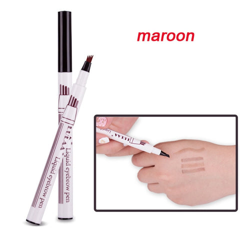 Eyebrow Pen Waterproof | 3D | Microblading | Eyebrow | Pen | Waterproof | Fork | Tip | Eyebrow | Tattoo | Pencil | Longx | Lasting | Professional | Fine | Sketch | Liquid | Eye | Brow | Pen